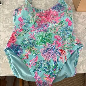 Lilly Pulitzer Aqua and Pink Kids Swim One Piece